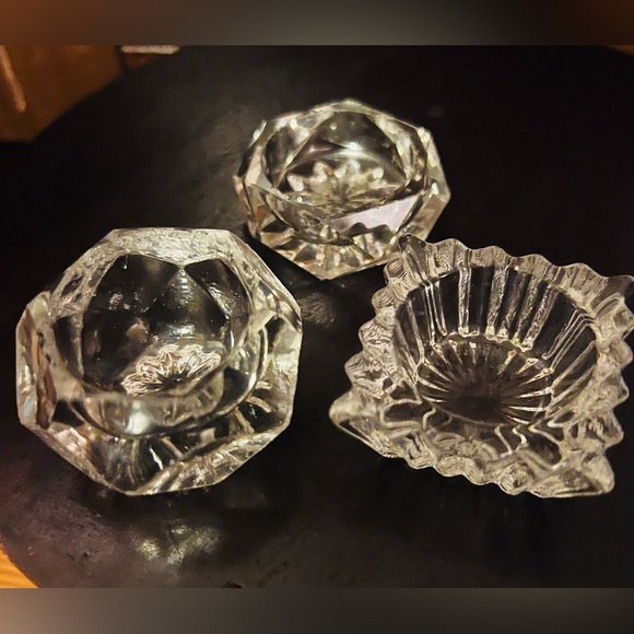 Vintage Crystal Salt Cellar set of 3 - Picture 5 of 5